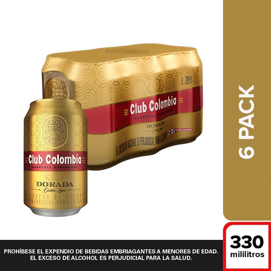 Cerveza Club Colombia Lata Dorada Sixpack X330CC. X6UND