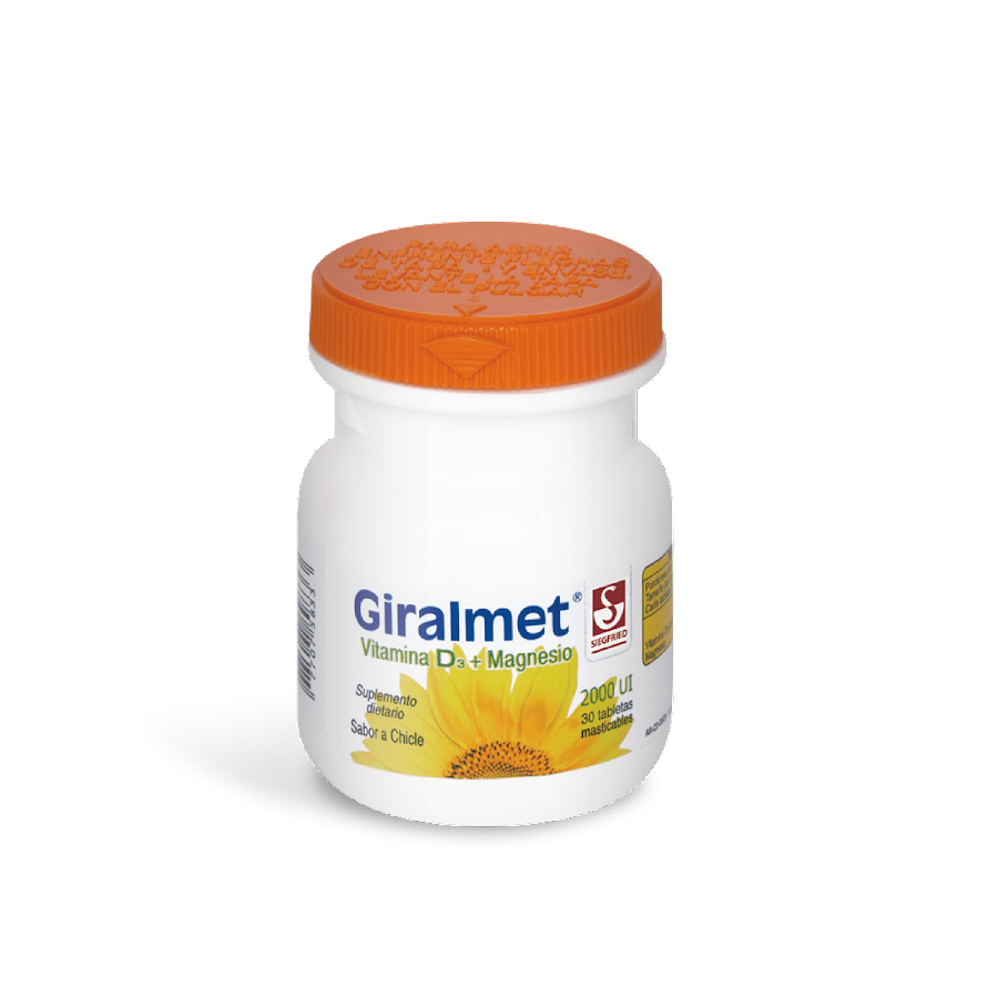 Giralmet Siegfried Vitamina D3 + Magnesio 2000UI Frasco x 30Tab Masticables