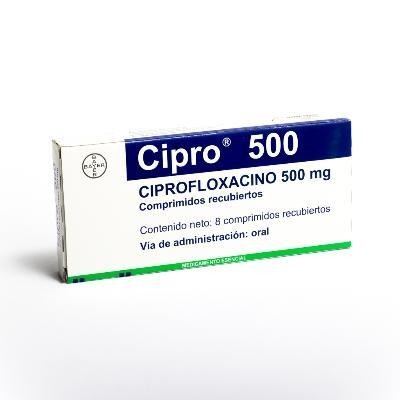 Cipro 500mg. Comprimidos Caja x8Com. BAYER Ciprofloxacino