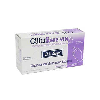 Guante Vinilo de Examen Transparente Alfasafe Talla M Caja x 100Uni