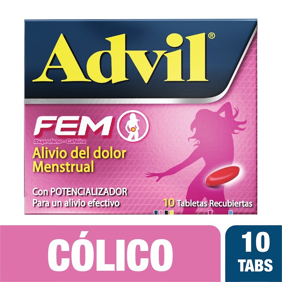 ADVIL FEM TABLETAS CAJA X10TAB. PFIZER IBUPROFENO CAFEÍNA