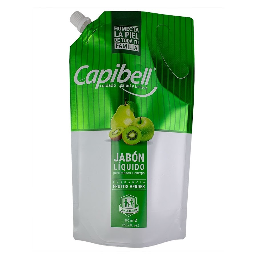 Jabon Liquido Antibacterial Capibell Frutos Verdes  x 800ml