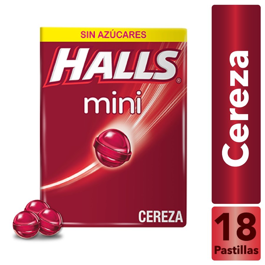 MENTA HALLS MINI CEREZA SIN AZÚCARES CAJA X15G.