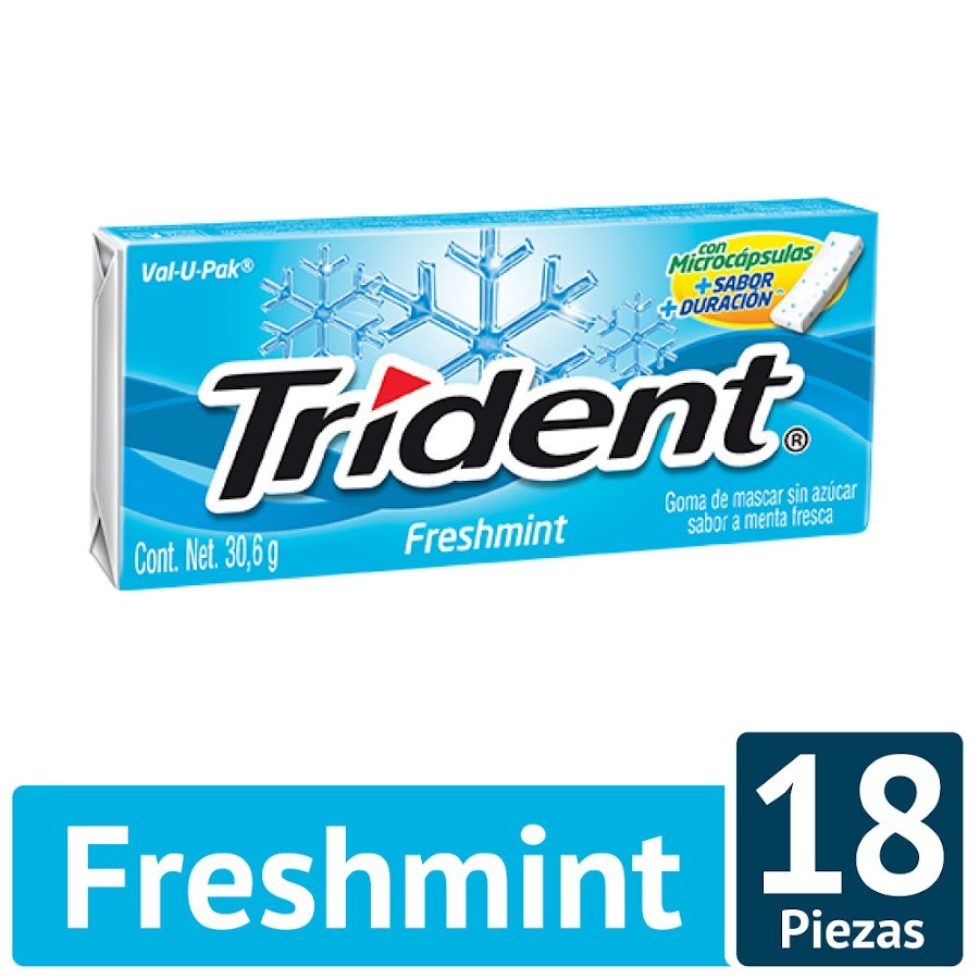 Goma de Mascar TRIDENT Freshmint Sin Azúcar x18Und.