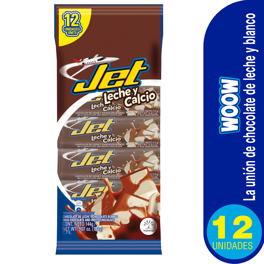 Chocolatina JET con Leche y Calcio x12Und