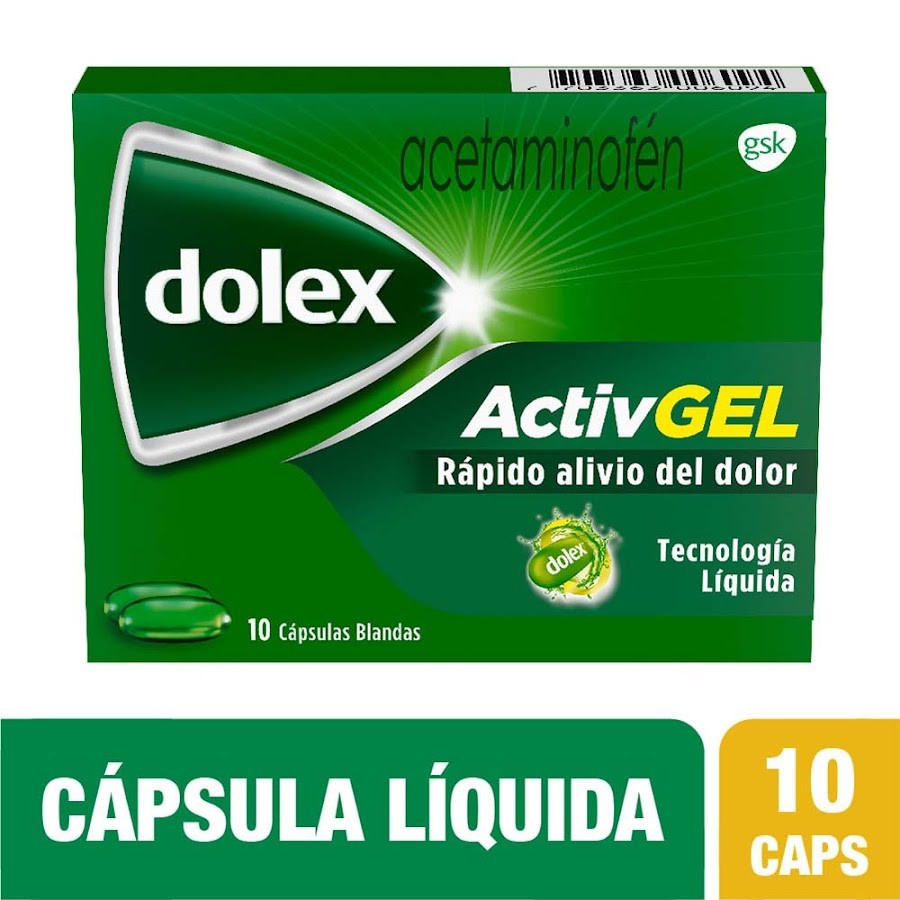 DOLEX Activ Gel 500mg Cápsulas Líquidas Caja x10Cap. GSK Acetaminofén