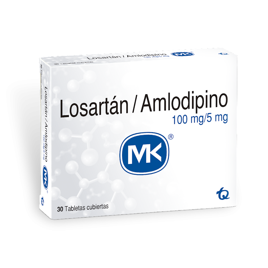 Losartan 100MG+Amlodipino Mk 5MG Cajax30Tabletas