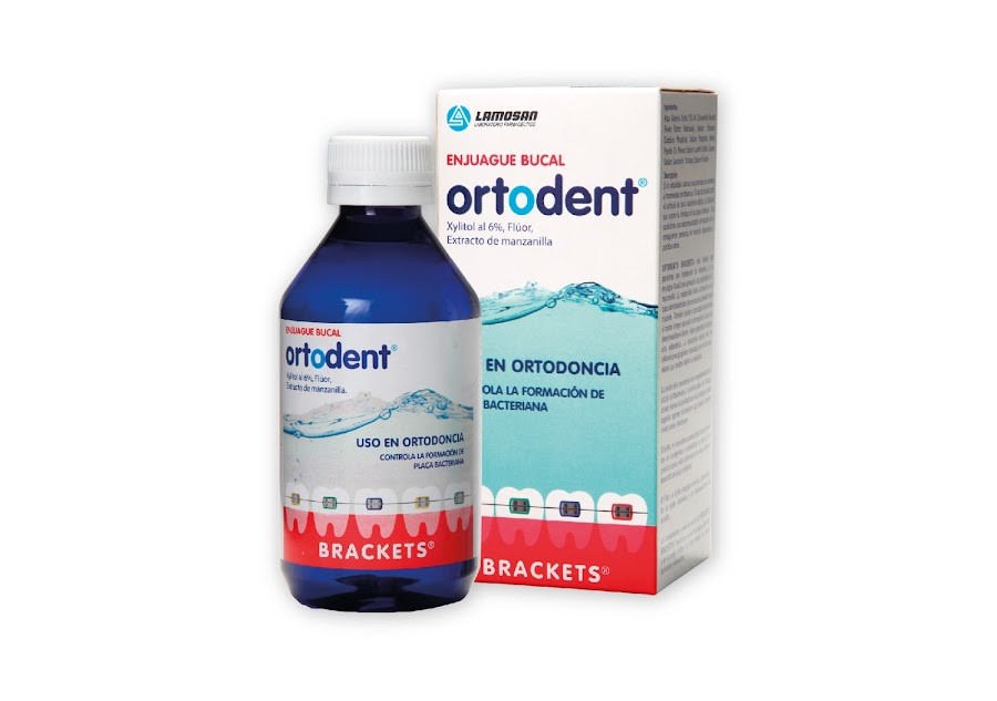 Enjuague Bucal ORTODENT Flúor Xylitol Extracto de Manzanilla x240ml.