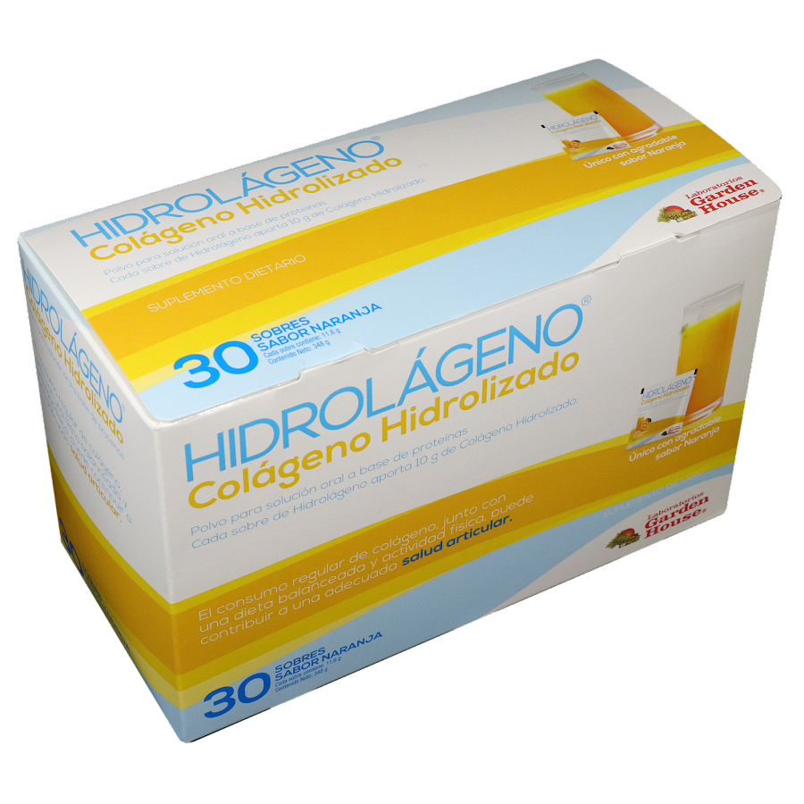Hidrolágeno Colageno Hidrolizado Garden Hause  Caja x30 Sobres sabor naranja