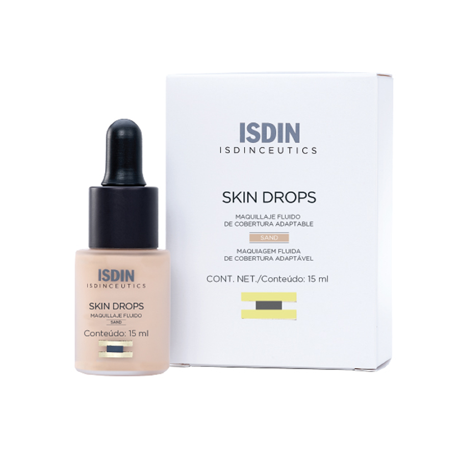 **Maquillaje Isdin Skin Drops Sand Cobertura Fluida adaptable Gotero x 15Ml