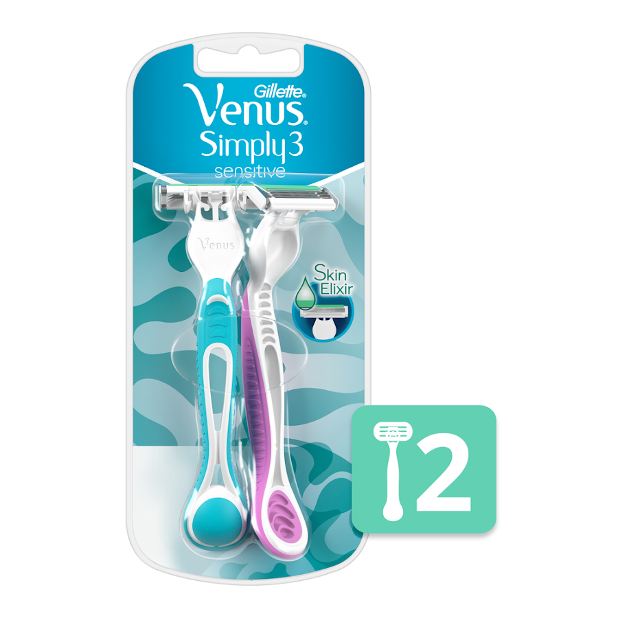 Maquina de Afeitar Gillette Venus Simply 3 Sensitive Triple Hoja x 2Und