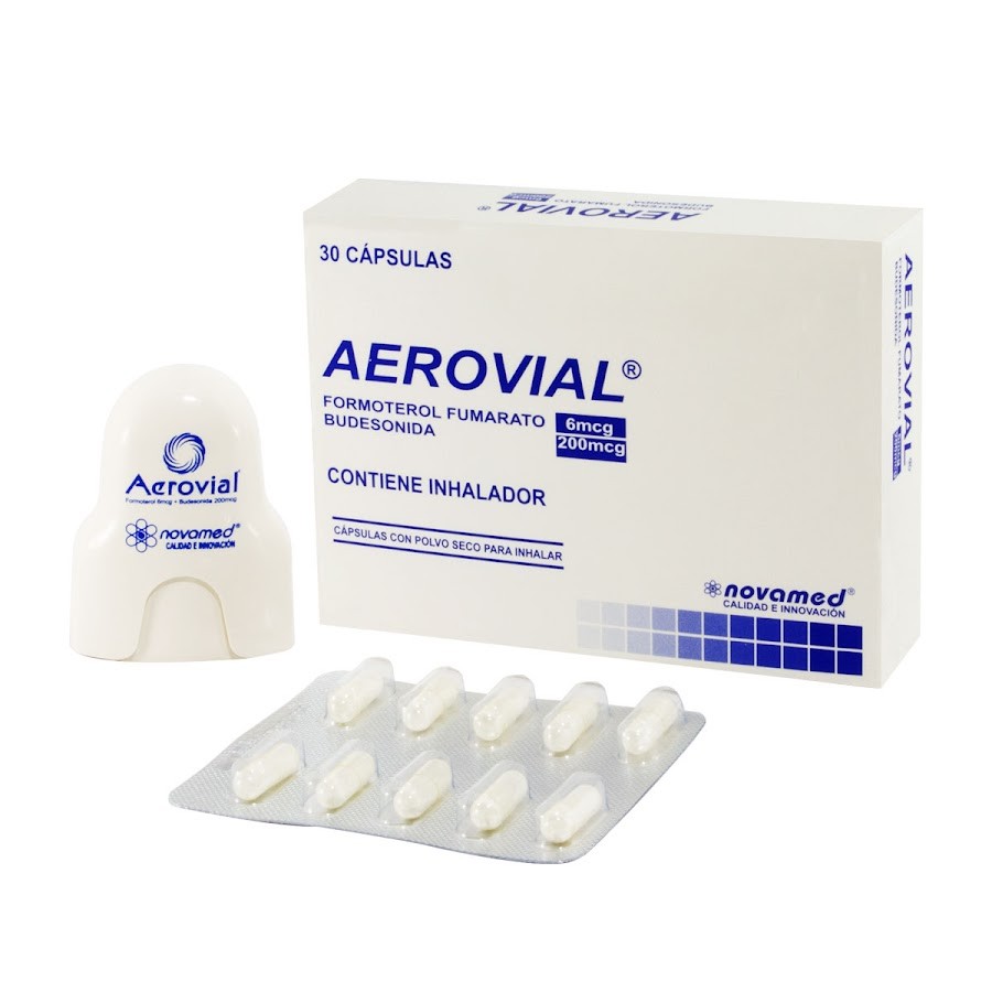 Aerovial 6/200mcg Cáp. Con Inhalador Inha. Caja x30Cap. Novamed Formoterol Budesonida