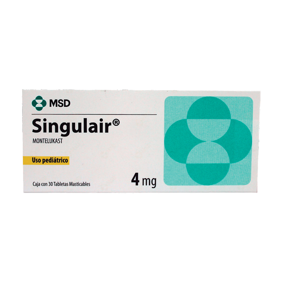 Singulair Pediátrico 4Mg Tabletas Caja x30Tab. MSD Montelukast