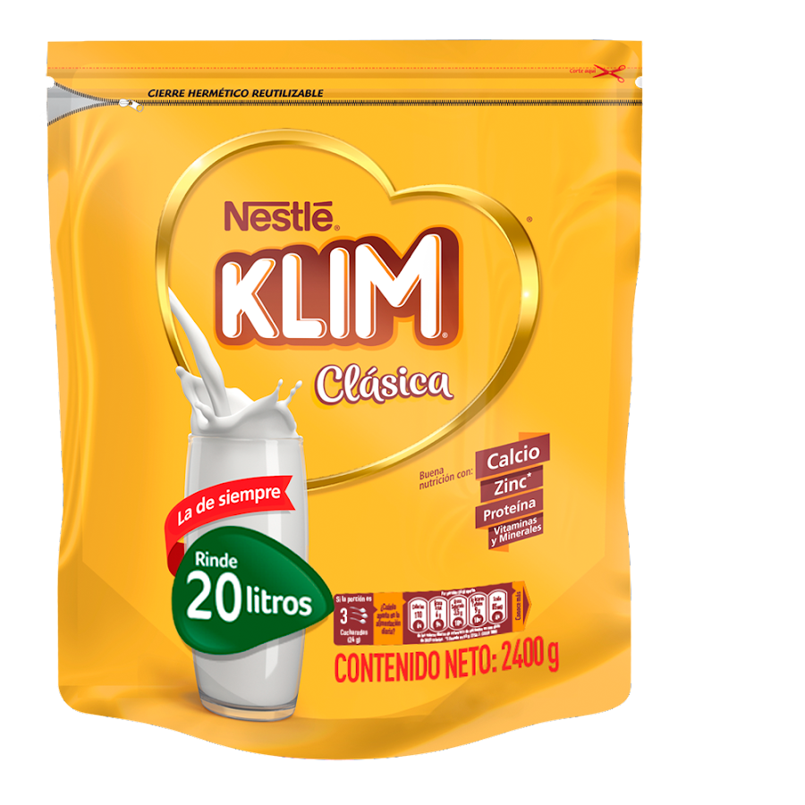 Leche en Polvo Klim Clásica Fortificada Rinde 20 Litros x 2400Gr