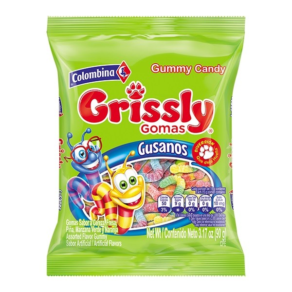 GOMAS COLOMBINA GRISSLY GUSANOS X 90 GR