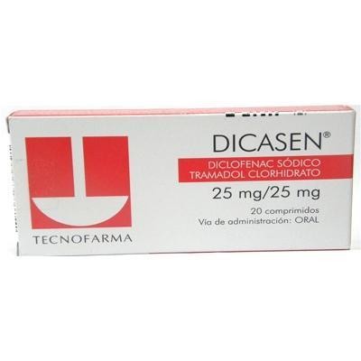 DICASEN 25/25MG COMPRIMIDOS CAJA X20COM TECNOFARMA DICLOFENACO TRAMAD