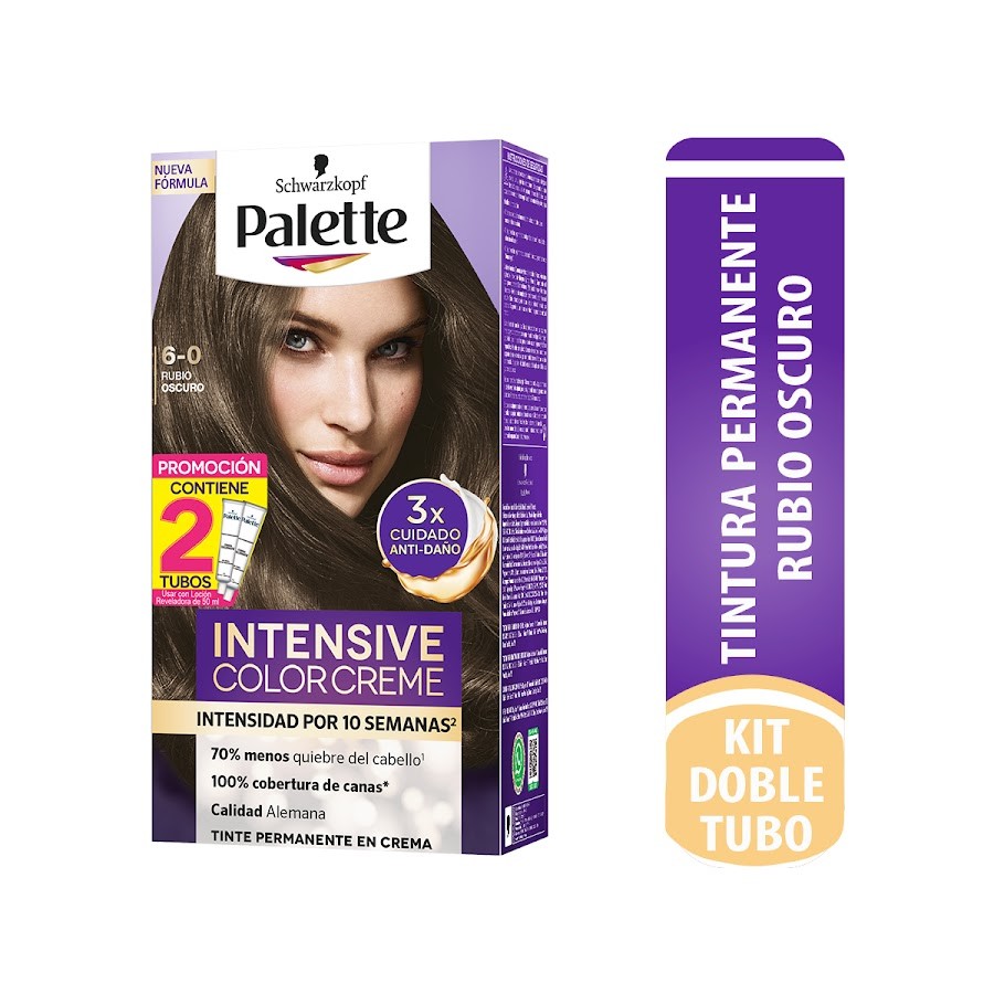Tinte Schwarzkopf Palette Color Cream Permanente Rubio Oscuro 6-0 x 2Tubos
