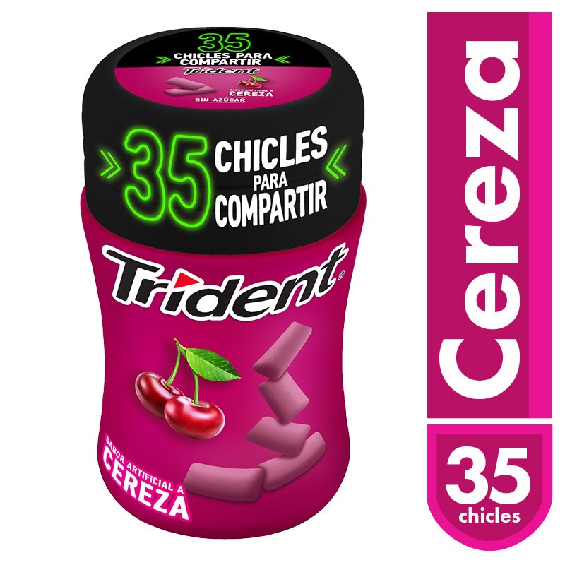 Goma de Mascar Trident Botella Sabor Cereza x50gr.