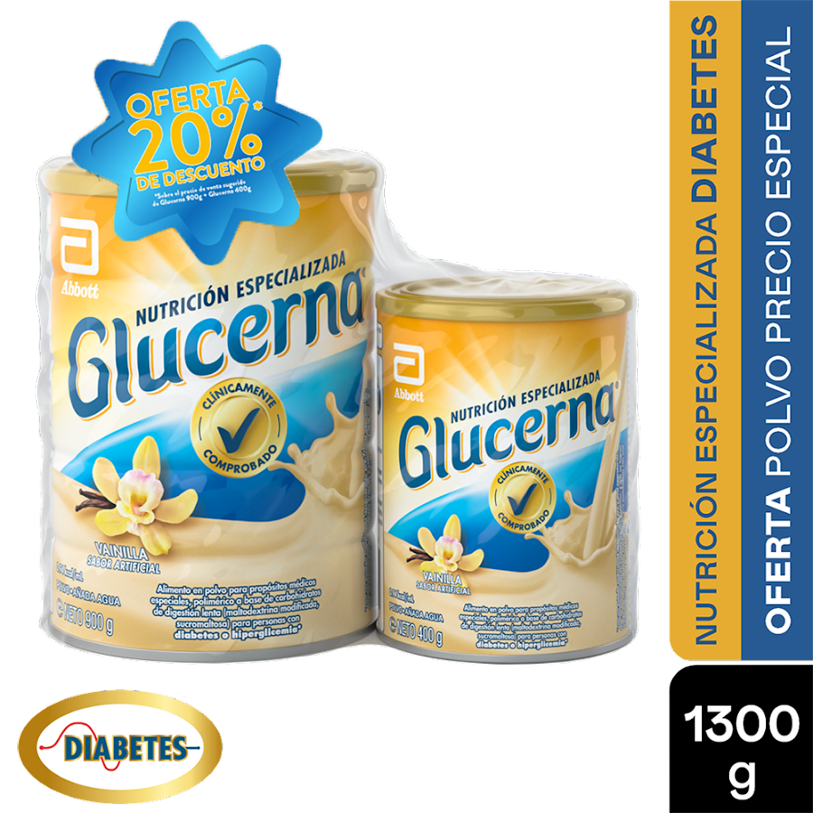 OFT Glucerna vainilla 900g + Glucerna vainilla 400 g Complemento vitaminico