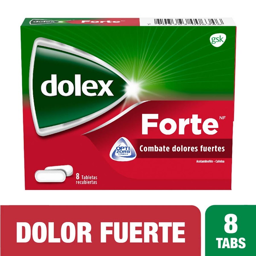 DOLEX FORTE NF 500/65MG TABLETAS CAJA X8TAB. GSK ACETAMINOFÉN CAFEÍNA