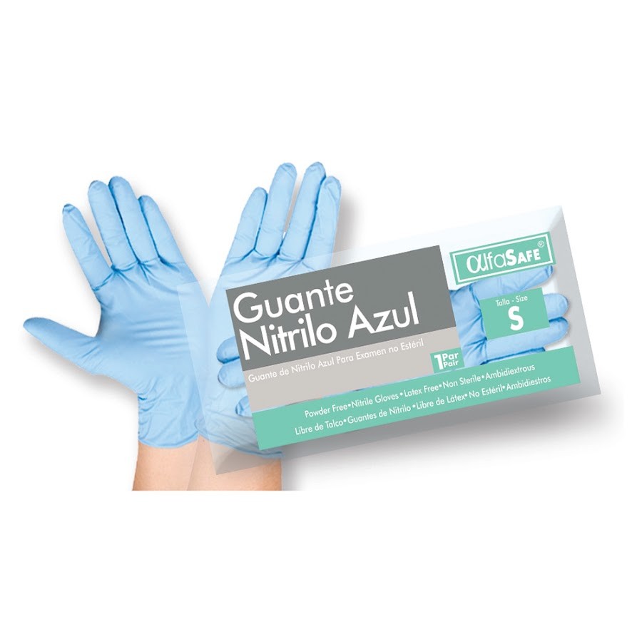 Guante Nitrilo Azul Alfasafe Talla S x 1Par