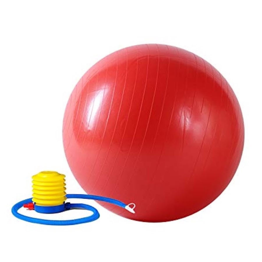 Balón Inflable Yoga Pilates 55cm con Inflador Color Rojo