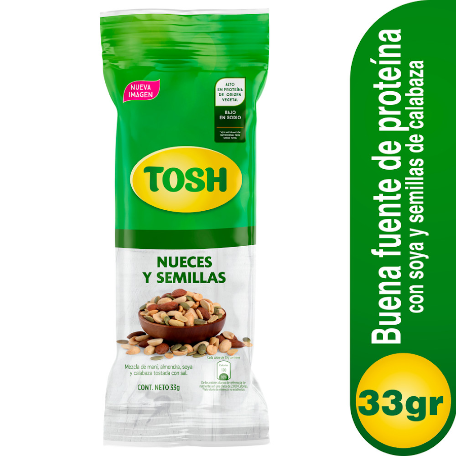 PASABOCAS TOSH NUECES Y SEMILLAS PAQUETE X33G.