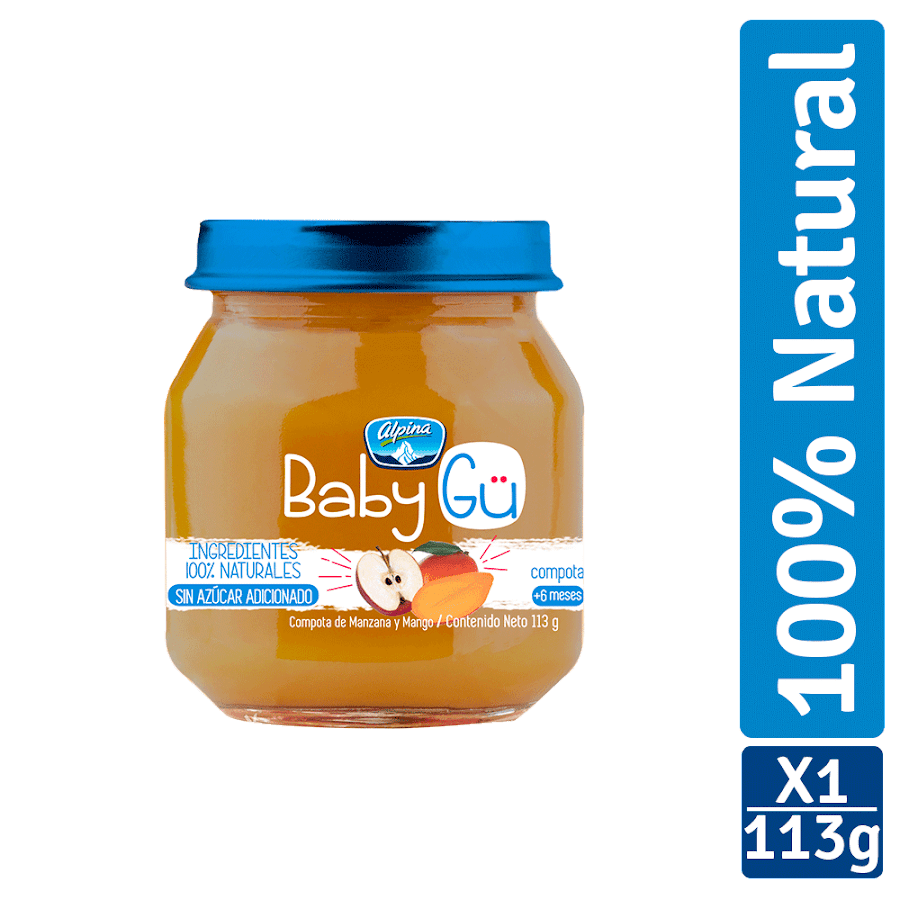 Compota Baby Gu Alpina Sabor Manzana y Mango +6Meses x 113Gr