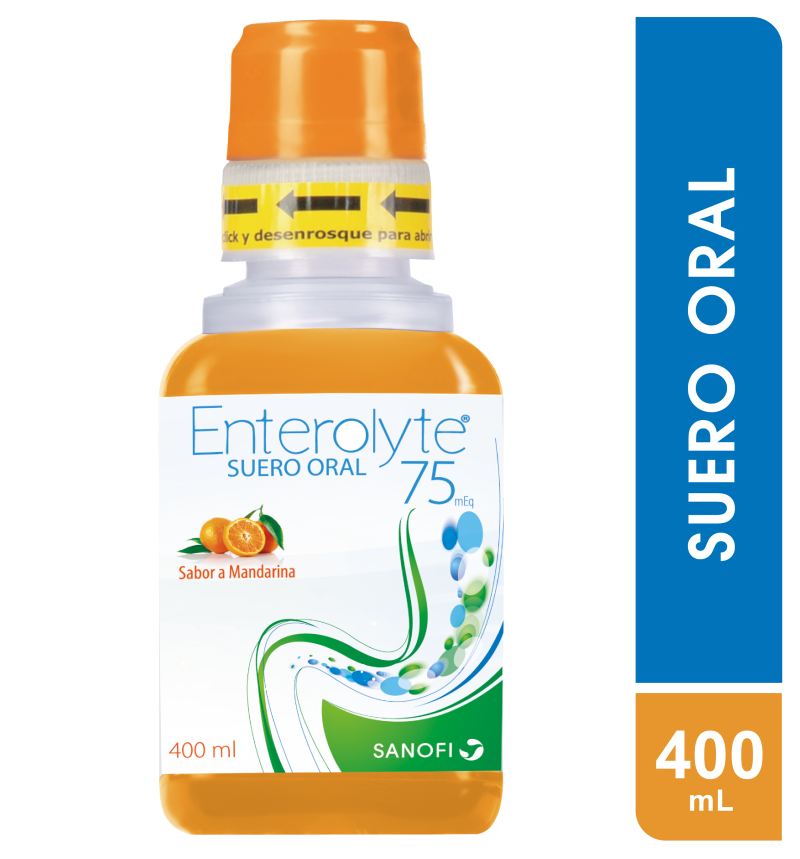 ENTEROLYTE SUERO ORAL TRATAMIENTO DESHIDRATACIÓN 75 MANDARINA X400ML.