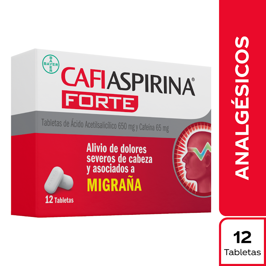 CafiAspirina Forte Acido Acetilsalicilico 650Mg Cafeina 65Mg Bayer Caja x 12Tab
