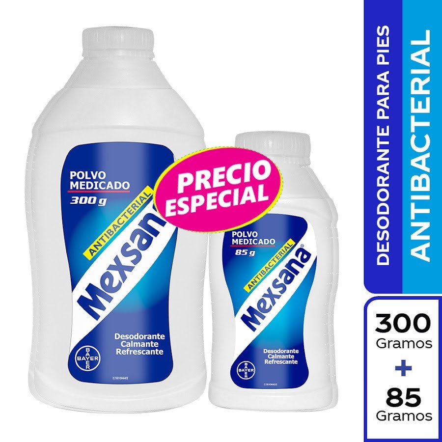 Oferta Talco MEXSANA Medicado Triclosan x300g+85g Cuerpo Sp.Dto. x2Und