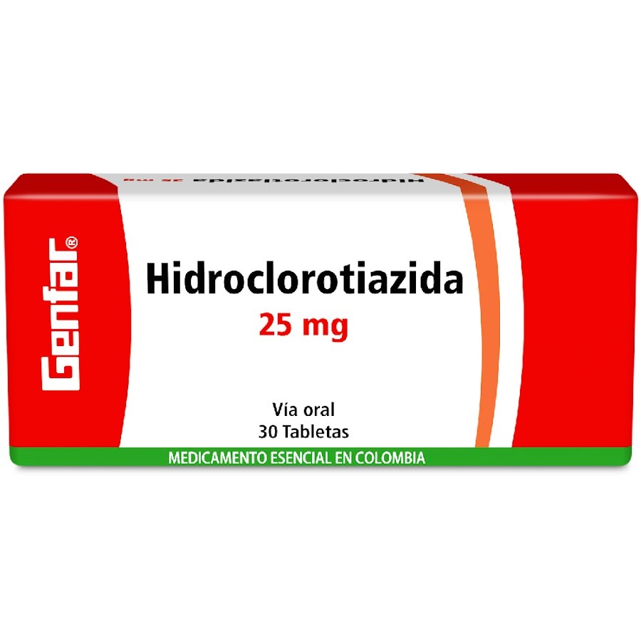 Hidroclorotiazida Genfar 25Mg Tabletas Caja X30Tab.
