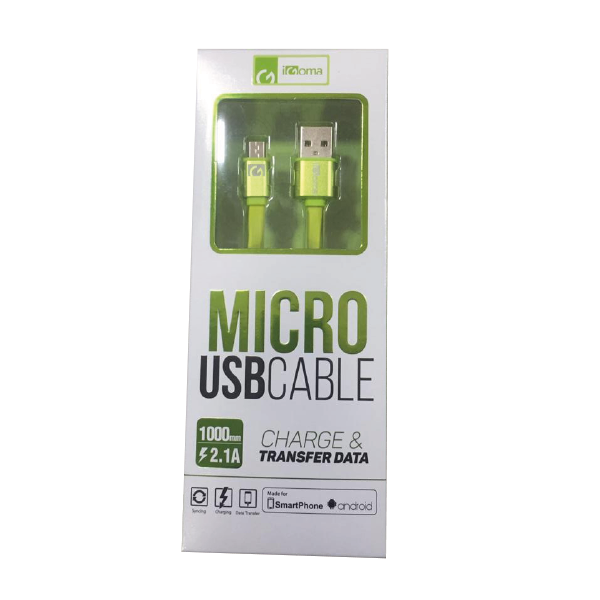 Cable Plano IGoma V8 Verde Micro USB x 1Und
