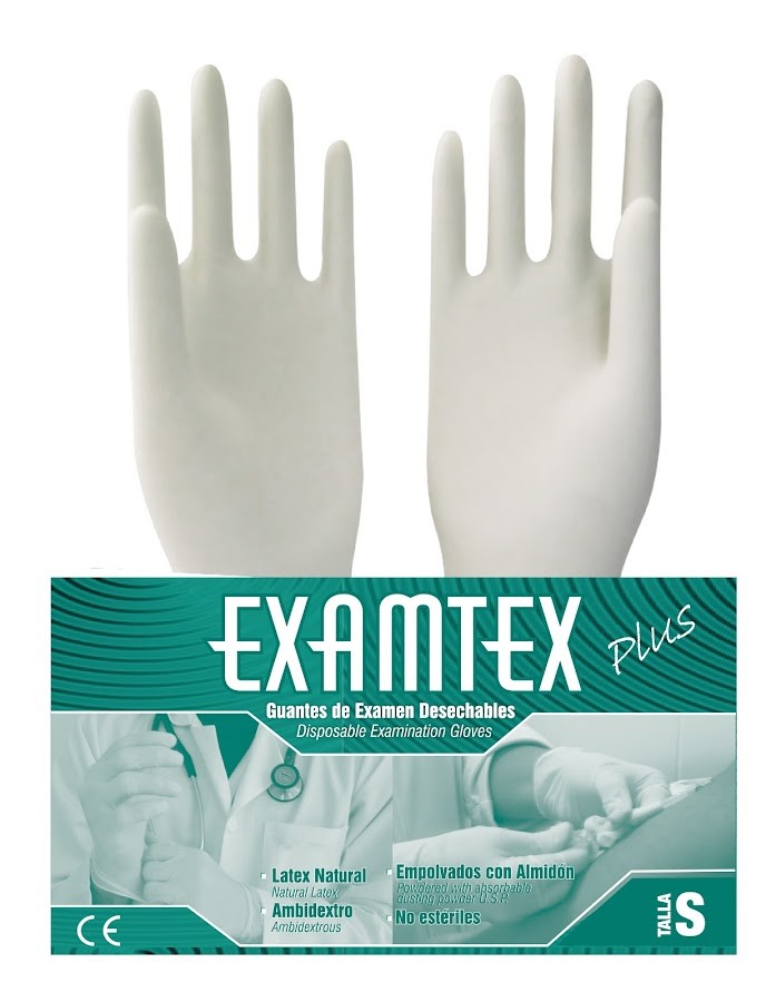 Guante de Latex Examtex Para Examen Talla S x 100Und