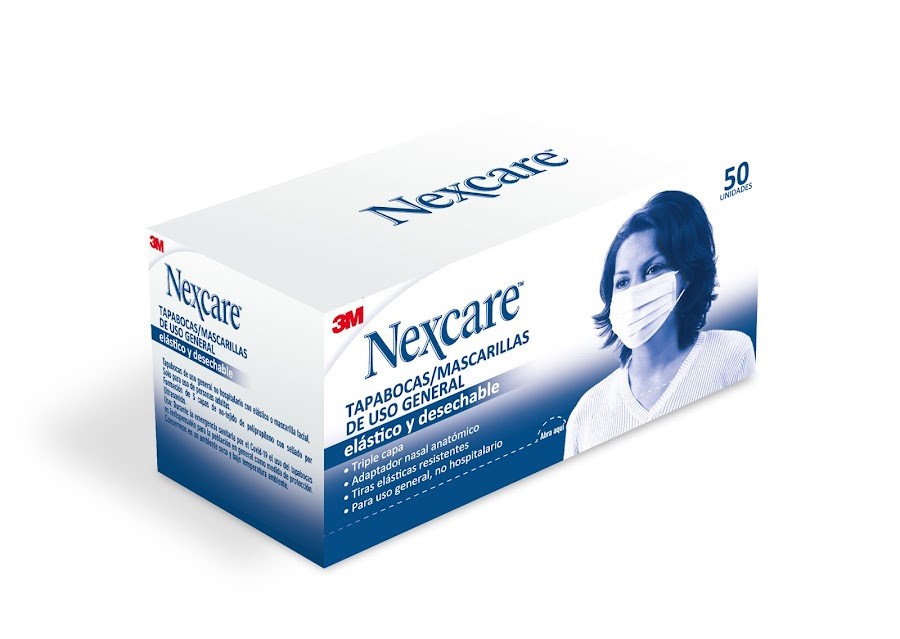 Tapabocas Nexcare 3M Desechables Caja x 50Uni