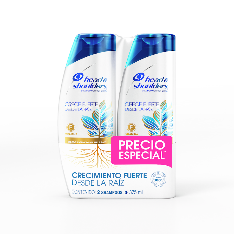 Oferta Shampoo Head & Shoulders Crece Fuerte Desde Raíz x375ml + Shampoo x2 und