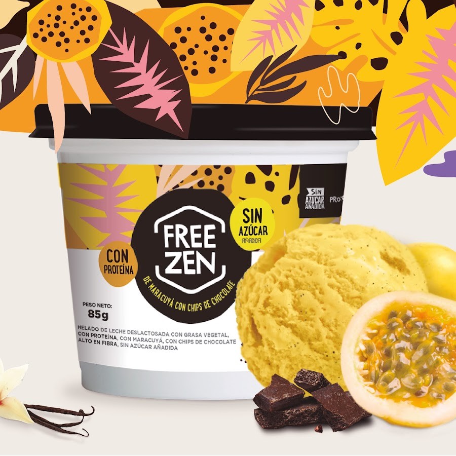 Helado Freezen Sabor Maracuya y Chips de Chocolate x85gr