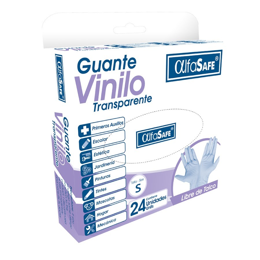 Guante Vinilo Alfasafe Talla S Caja x 24Uni