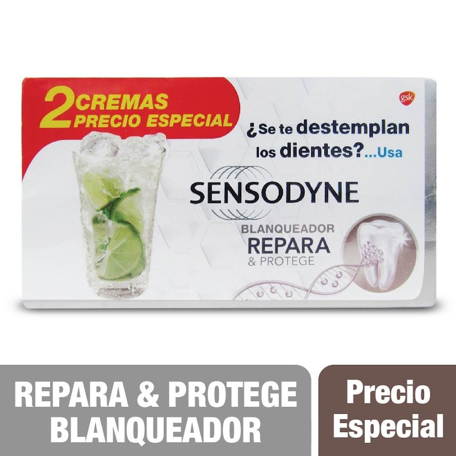 $Oferta Crema Dental Sensodyne Blanqueadora Repara y Protege X 2Tubos de 100Gr c/u