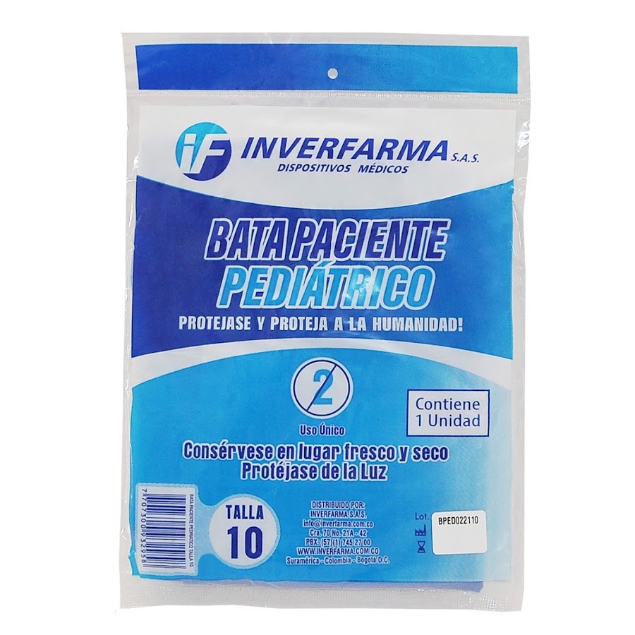 Bata Paciente Pediátrico Inverfarma Talla 10 x 1und