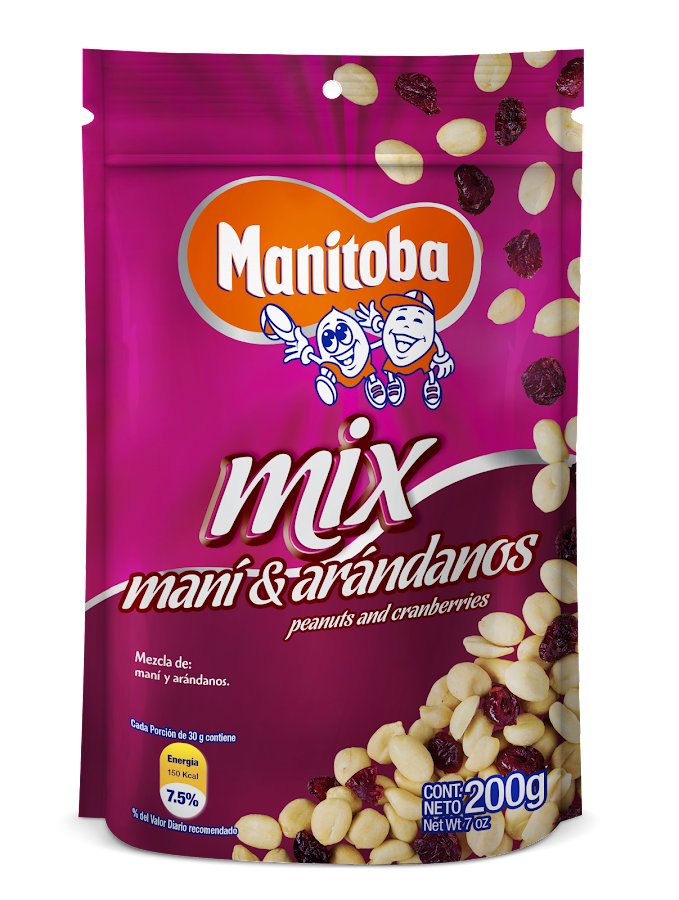 PASABOCAS MANITOBA MANI ARANDANO PAQUETE X200G.