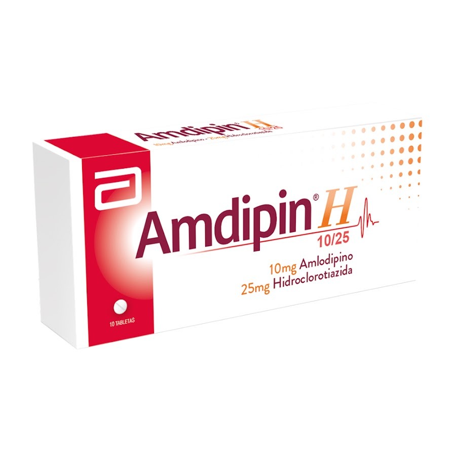 Amdipin H Amlodipino 10Mg Hidroclorotiazida 25Mg Abbott caja x10 Tabletas
