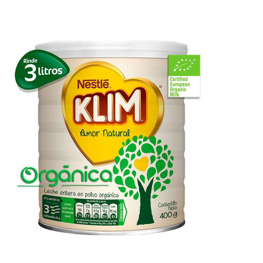 Alimento Lacteo en Polvo Klim Nestle Organica leche Entera x 400Gr