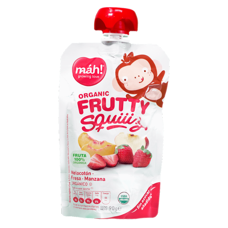 Compota inf. máh! growing Love Melocoton. Fresa. Manzana X 90 GR X 1 UND