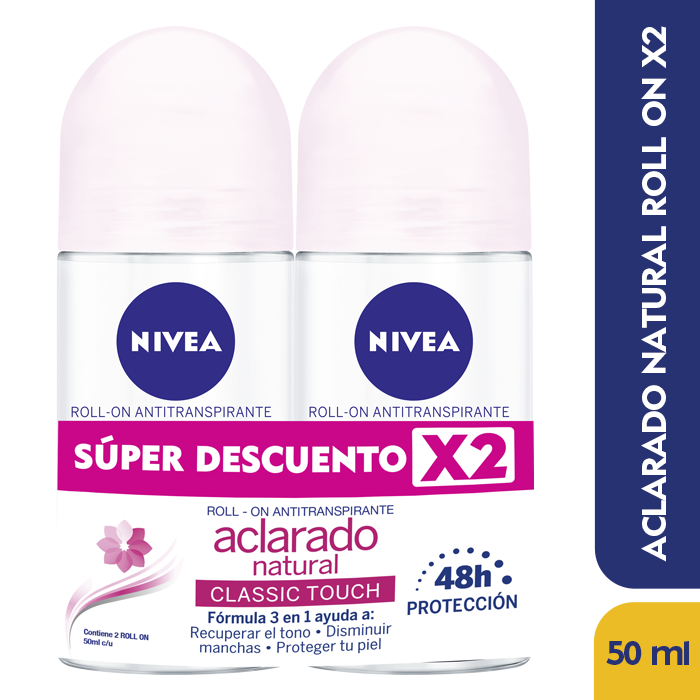 Oferta Desodorante Nivea Aclarado Natural Roll-On x 2Uni de 50ml