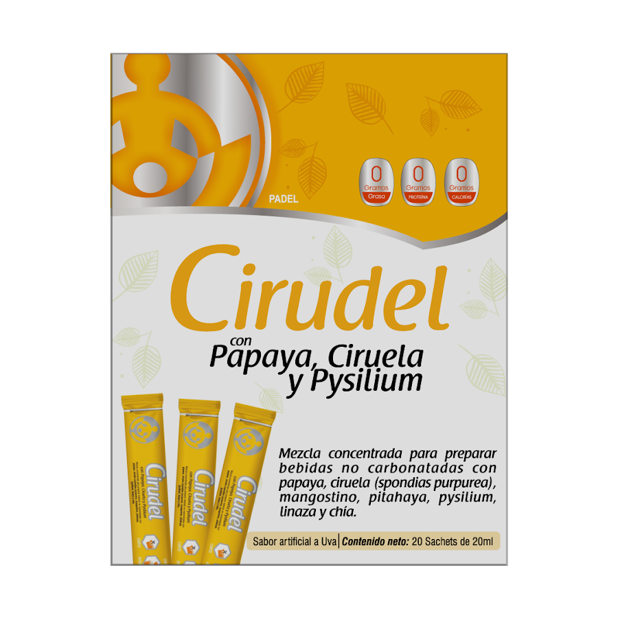 CIRUDEL CON PAPAYA,  CIRUELA Y PYSILIUM  - LIQUIDO CAJA x 20 SACHET