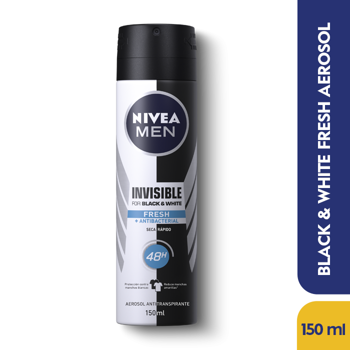 DESODORANTE NIVEA INVISIBLE FRESH BLACK & WHITE MEN 48 H X 150 ML