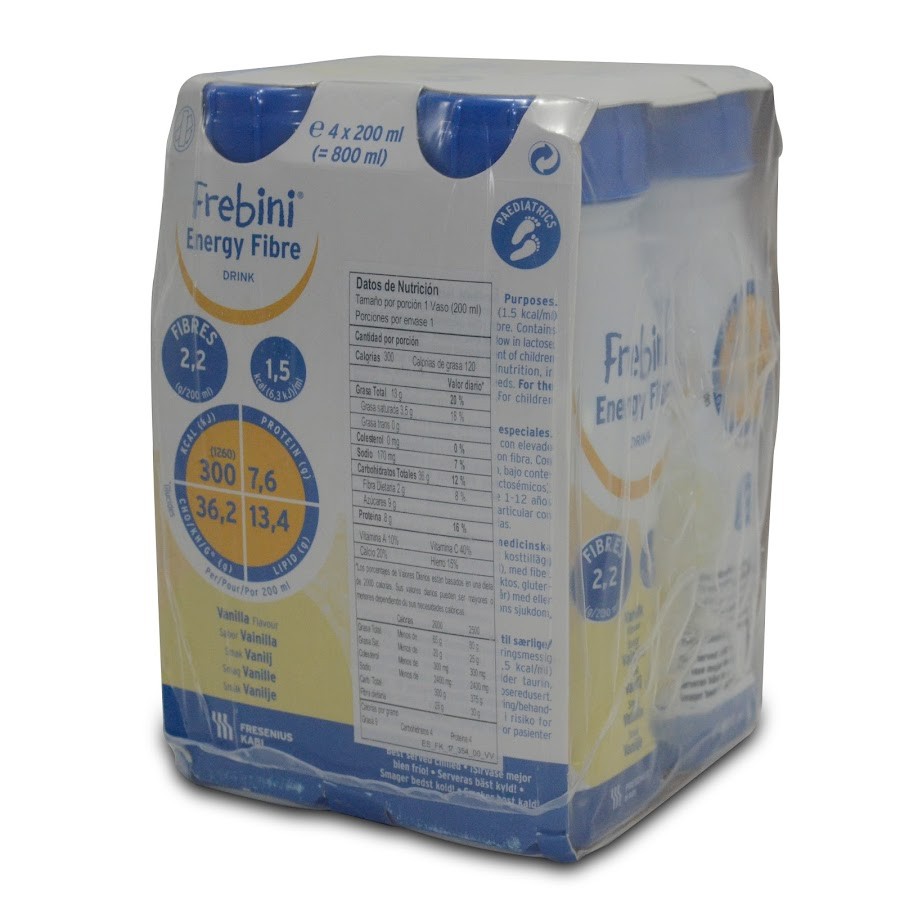 Bebida Frebini Energy Drink Vainilla Paca x4 Uni cada una frasco x200 Ml Fresenius Kabi