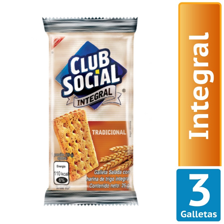 Fracción Galletas Club Social Integral Saladas Paquete X3Und. X26G.