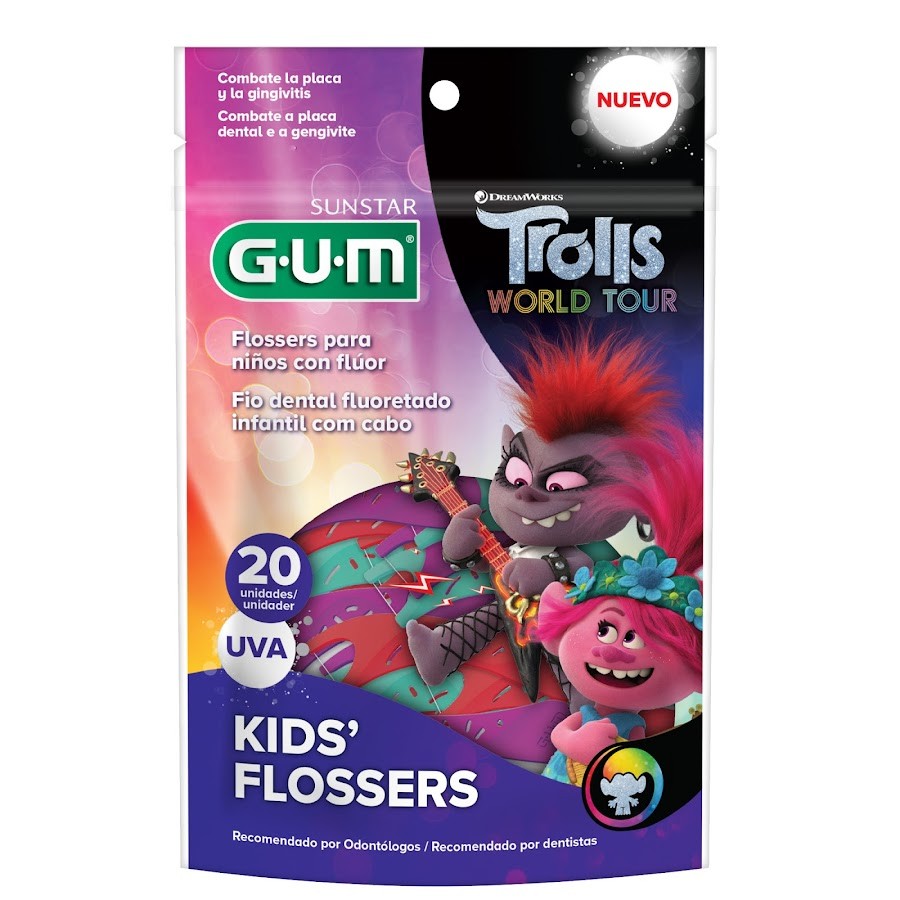 $Hilo Dental GUM Kids Flossers Trolls x 20Uni